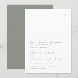 Invitation Mariage vert simple et élégant