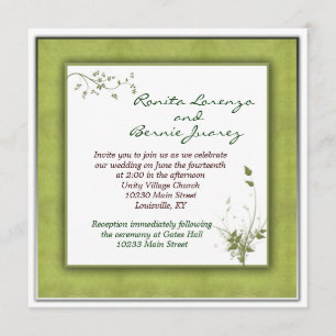 Invitation Mariage vert simple floral