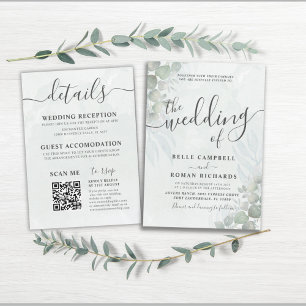 Invitation Mariage vert tout-en-un Eucalyptus Sage