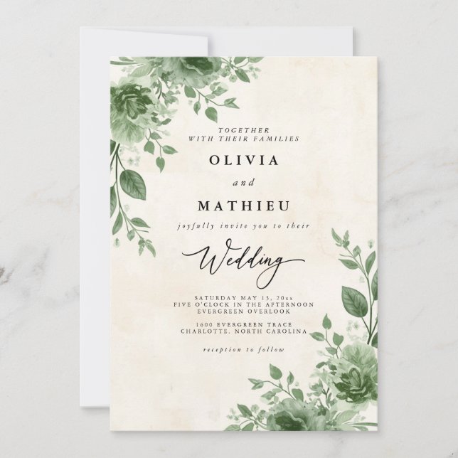 Invitation Mariage vert verdoyant (Devant)