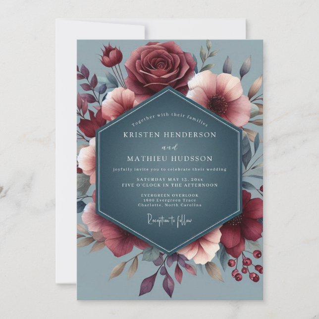 Invitation Mariage Vesper ardoise de Bourgogne (Devant)