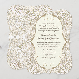 Invitation Mariage victorien fantaisiste ivoire vintage 