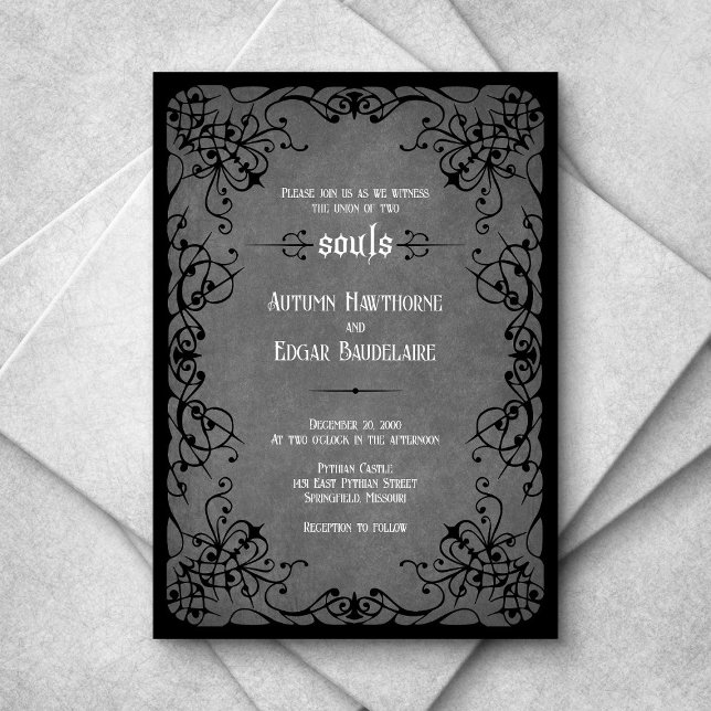 Invitation Mariage victorien gothique noir (Créateur téléchargé)