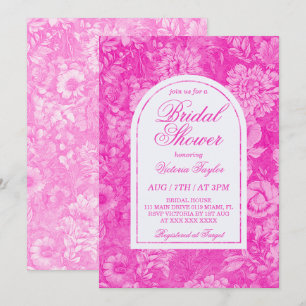 Invitation Mariage victorien rose magenta