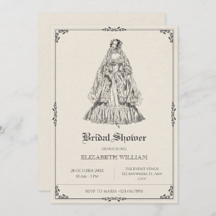 Invitation mariage victorien vintage robe nuptiale