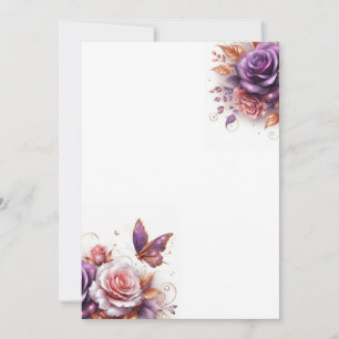 Invitation Mariage Vide Roses et Papillon