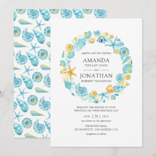 Invitation Mariage Vie Marine Bleue et Jaune