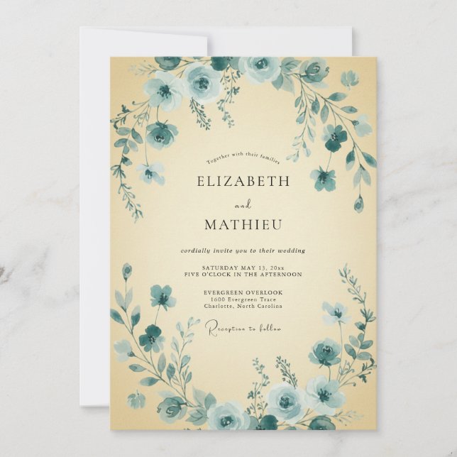Invitation Mariage Vigne Acier Beurre (Devant)