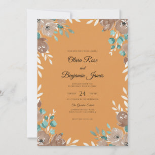 Invitation Mariage Vigne Ambre et Sarcelle