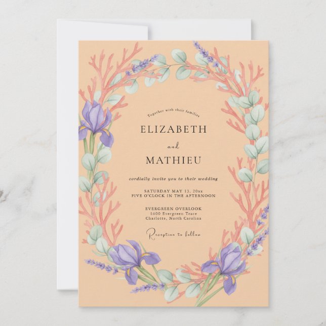 Invitation Mariage Vigne Ambre Pervenche (Devant)
