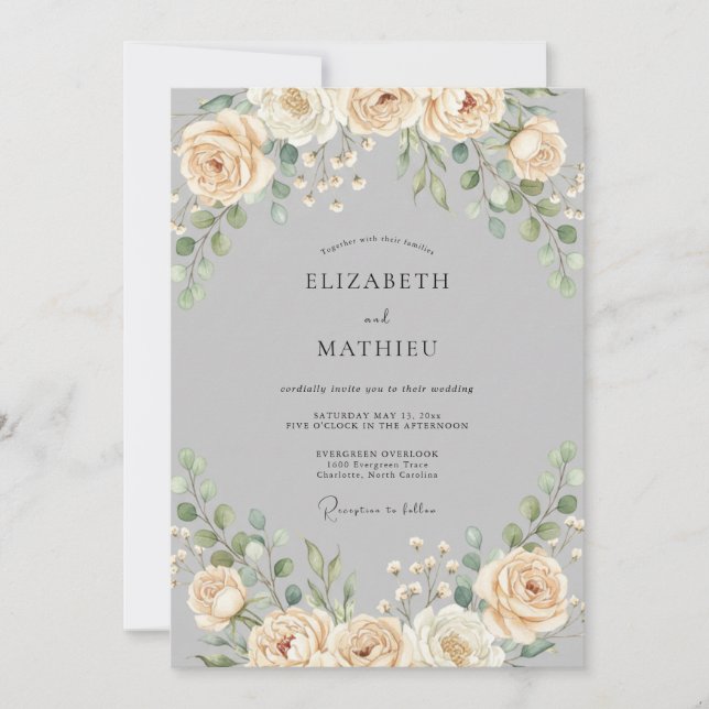Invitation Mariage Vigne Ardoise Champagne (Devant)