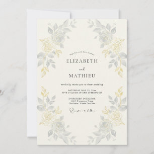 Invitation Mariage Vigne Argent Or