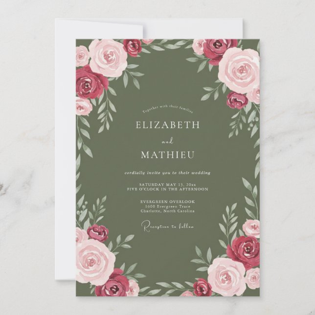 Invitation Mariage Vigne Bourgogne Mousse (Devant)