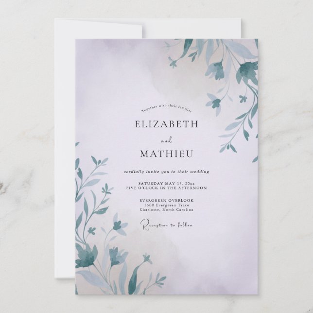 Invitation Mariage Vigne Brume d'Acier (Devant)