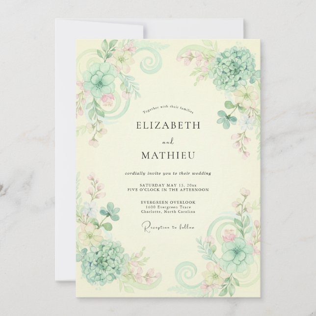 Invitation Mariage Vigne Champagne Crème (Devant)
