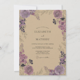 Invitation Mariage Vigne Champagne prune