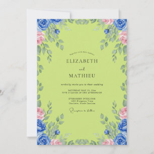Invitation Mariage Vigne Chartreuse Cobalt
