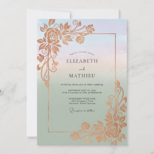 Invitation Mariage Vigne Cuivre Menthe