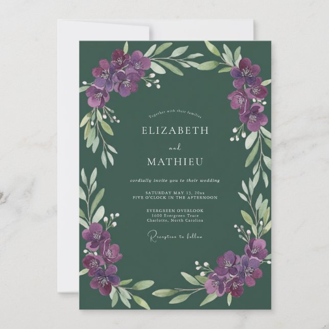 Invitation Mariage Vigne de la Forêt d'Améthyste (Devant)