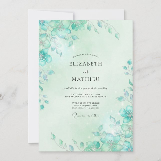Invitation Mariage Vigne de Teinte de Mer (Devant)