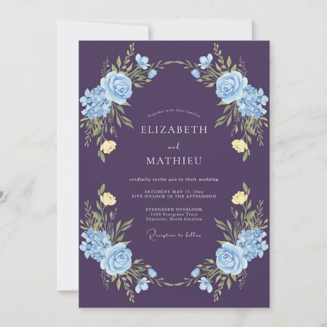 Invitation Mariage Vigne Fleur de Maïs prune (Devant)