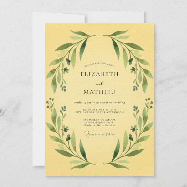 Invitation Mariage Vigne Jaune Beurre (Devant)