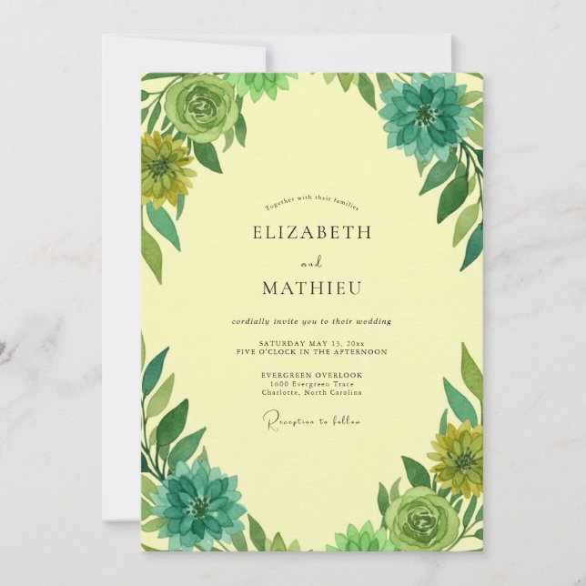 Invitation Mariage Vigne Jaune Pâle Luxe (Devant)