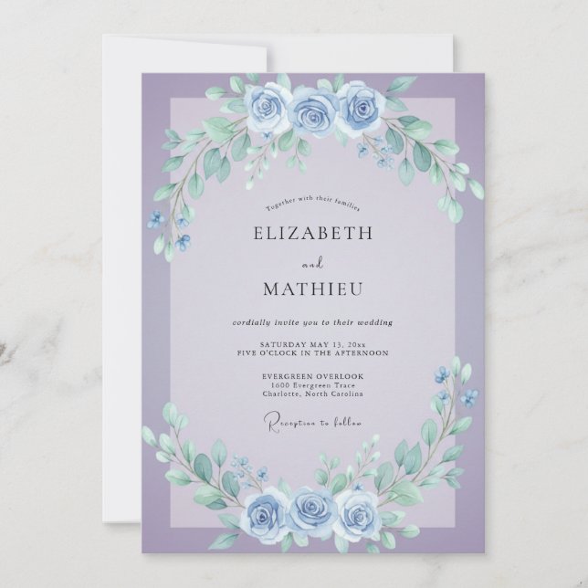 Invitation Mariage Vigne Lilas Sourdine Pervenche (Devant)