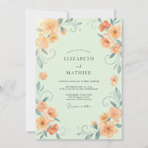 Invitation Mariage Vigne Menthe Abricot