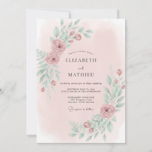 Invitation Mariage Vigne Menthe Rose