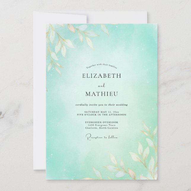 Invitation Mariage Vigne Mousse de Mer (Devant)