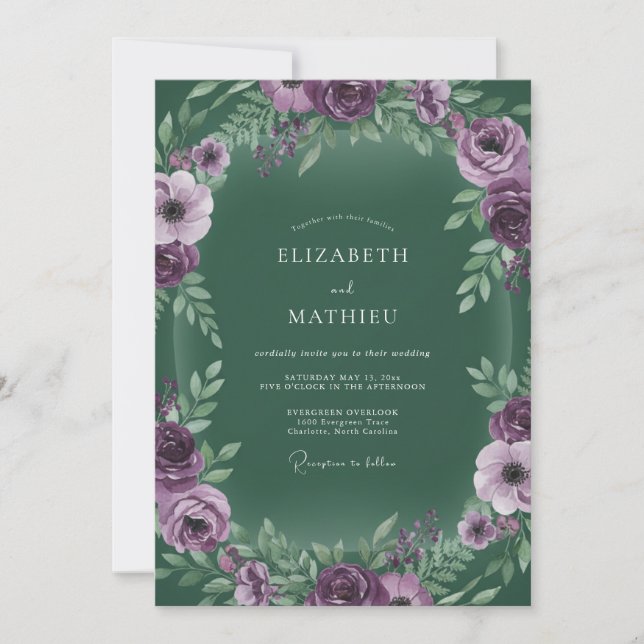 Invitation Mariage Vigne Pourpre Maussade (Devant)