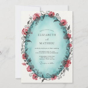 Invitation Mariage Vigne Rouge Cyan