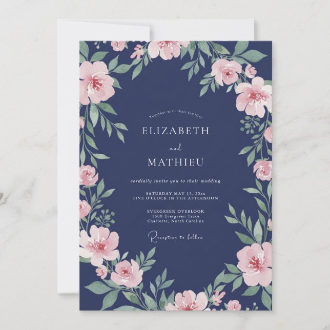 Invitation Mariage Vigne Rouge Minuit (Devant)