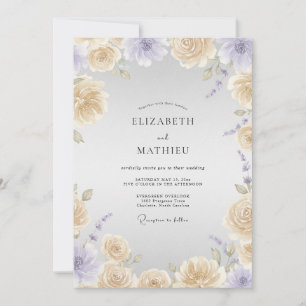 Invitation Mariage Vigne Violet Pâle Champagne