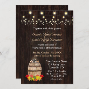 Invitation Mariage Vignoble en barrique automne Folithe
