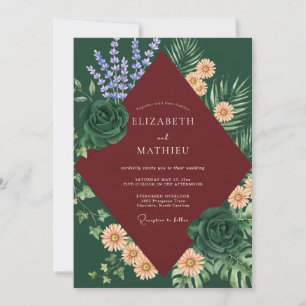 Invitation Mariage Vin Tropical Daisy Eucalyptus