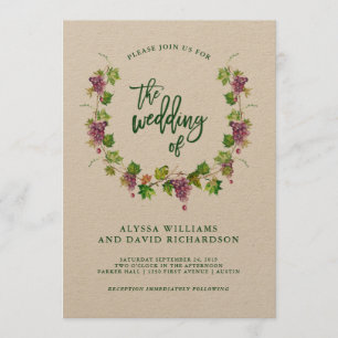 Invitation Mariage vinicole avec typographie rustique Kraft