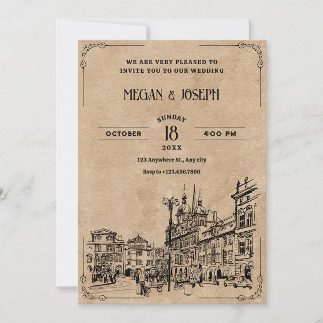 Invitation Mariage vintage (Devant)