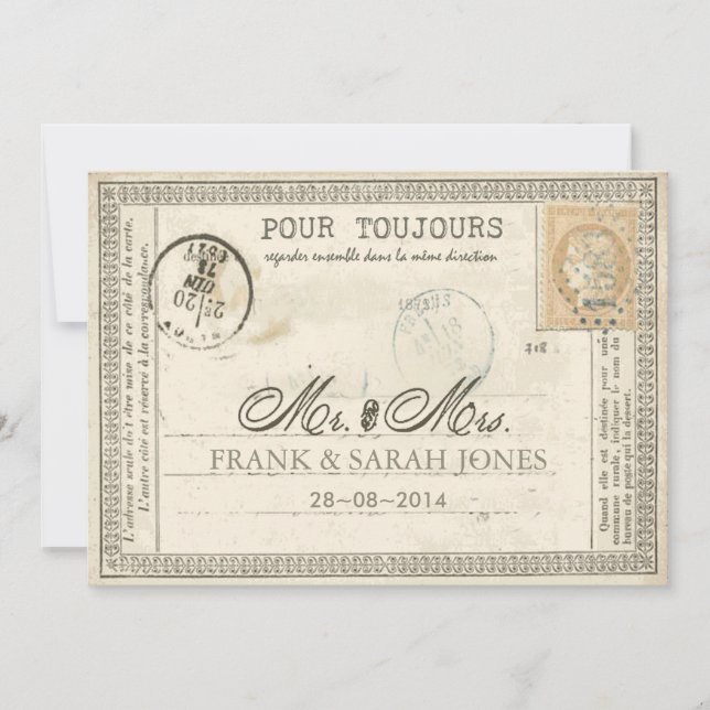 Invitation Mariage vintage (Devant)
