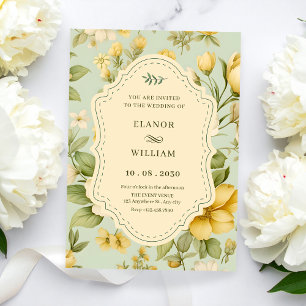 Invitation mariage vintage à fleurs