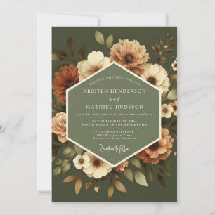Invitation Mariage Vintage Ambre Olive