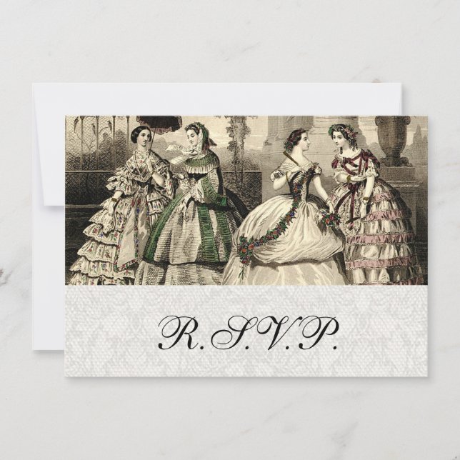 Invitation Mariage Vintage Antique Mariée (Devant)