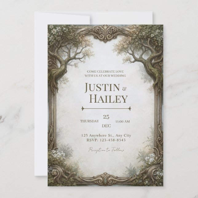Invitation Mariage Vintage Arbre Tordu (Devant)