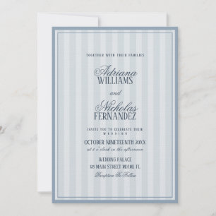 Invitation Mariage Vintage Argent Bleu