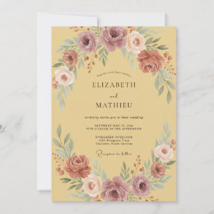 Invitation Mariage Vintage Artistique Moutarde