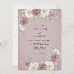 Invitation Mariage Vintage Atmosphérique Mauve
