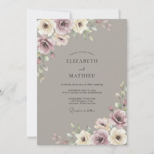 Invitation Mariage Vintage Atmosphérique Taupe