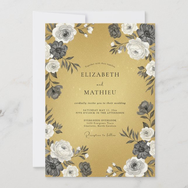 Invitation Mariage Vintage aux reflets ocres (Devant)
