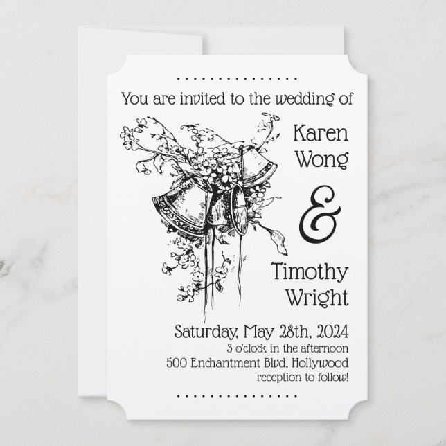 Invitation Mariage vintage Bells (Devant)